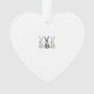 Blauer Blumenhase Cute Happy Ostertag Coquette B Ornament