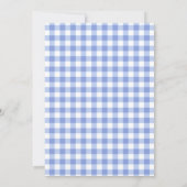 Blauer Blumenhase Wasserfarbe Gingham-Band Ostern Einladung (Rückseite)