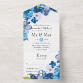 Blauer Blumenhochzeit All In One Einladung (Innen Boden)