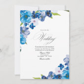 Blauer Blumenhochzeit Einladung (Vorderseite)