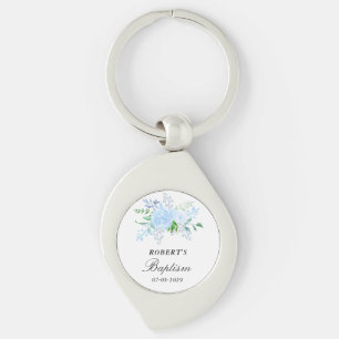Blauer Blumenjunge-Taufgeschenk Schlüsselanhänger
