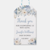 Blauer Blumenjungen Dusche Danke, Geschenk Tag Geschenkanhänger (Vorderseite)