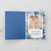 Blauer blumenklassischer Hochzeitstag - Einladung (Innenseite)