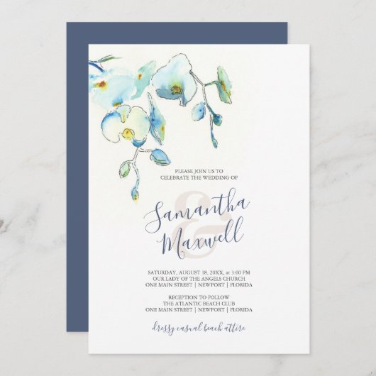 Blauer Blumenkohl Einladungen (Vorne/Hinten)