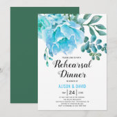 Blauer Blumenkohl Hochzeitsessen Probe Einladung (Vorne/Hinten)