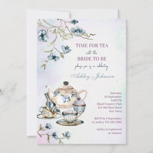 Blauer Blumenkohl Party Brautparty Einladung (Vorderseite)