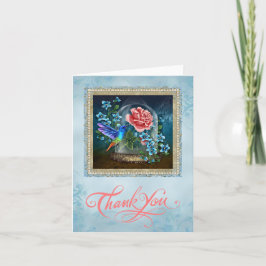 Blauer Blumenkolibri danken Ihnen zu kardieren Dankeskarte