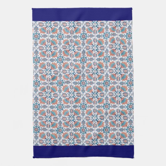 Blauer Blumenkornblume Blumenmuster Blaue Grenze Geschirrtuch (Vertikal)