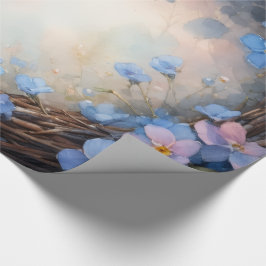 Blauer Blumenkranz Aquarell Geschenkpapier