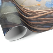 Blauer Blumenkranz Aquarell Geschenkpapier (Rolleneckpunkt)