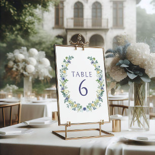 Blauer Blumenkranz Böhmische Rustikale Hochzeit Einladung