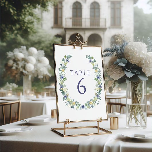 Blauer Blumenkranz Böhmische Rustikale Hochzeit Einladung