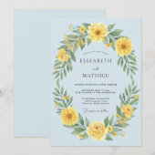 Blauer Blumenkranz Hochzeit Einladung (Vorne/Hinten)