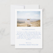 Blauer Blumenkranz Hochzeitssemble Foto Dankeskarte (Rückseite)