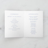 Blauer Blumenkranz Monogramm gefaltete Hochzeit Programm (Innenseite)
