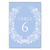Blauer Blumenkranz rustikale klassische Hochzeit Tischnummer (Vorderseite)