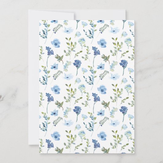 Blauer Blumenkranz Save the Date Einladung (Rückseite)