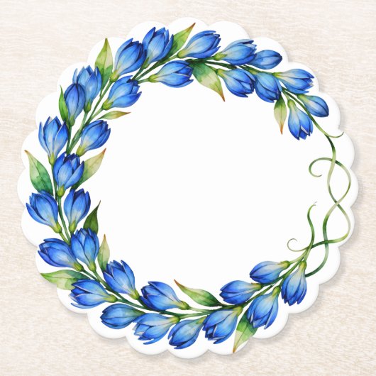 Blauer Blumenkranz-Untersetzer Untersetzer (Vorderseite)