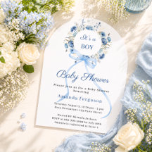 Blauer Blumenkranzbogen für Jungen Baby Shower