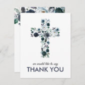 Blauer Blumenkreuz Dankeskarte (Vorne/Hinten)