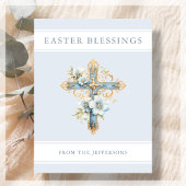 Blauer Blumenkreuz Religiöse Ostersegnung Postkarte