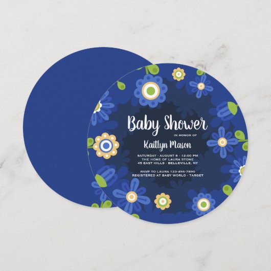 Blauer Blumenkrug Einladung (Vorne/Hinten)