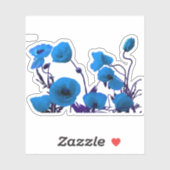 Blauer Blumenmohn Blume Helle Wasserfarbe Kunst Aufkleber (Blatt)