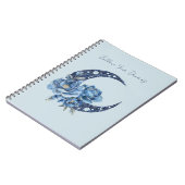 Blauer Blumenmond Notizblock (Linke Seite)