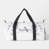Blauer Blumenmonogramm-Name Duffle Bag (Vorderseite)