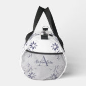 Blauer Blumenmonogramm-Name Duffle Bag (Rechts)
