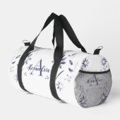 Blauer Blumenmonogramm-Name Duffle Bag (Rechte Ecke)