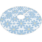 Blauer Blumenmuster-Baumrind Polyester Weihnachtsbaumdecke (Schrägansicht)