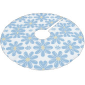 Blauer Blumenmuster-Baumschürze Polyester Weihnachtsbaumdecke (Schrägansicht)