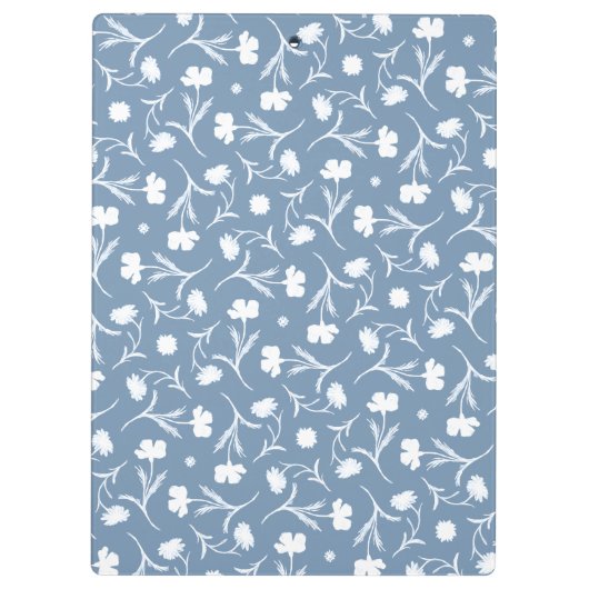Blauer Blumenmuster Blau Grau Weiße Freiheit Elega Klemmbrett (Rückseite)