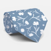 Blauer Blumenmuster Blau Grau Weiße Freiheit Elega Krawatte (Gerollt)