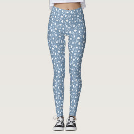 Blauer Blumenmuster Blau Grau Weiße Freiheit Elega Leggings