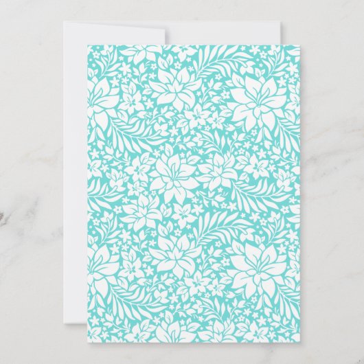 Blauer Blumenmuster Einladung (Rückseite)