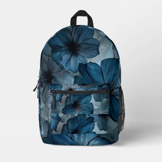 Blauer Blumenmuster-Rucksack Bedruckter Rucksack (Vorderseite)