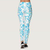 Blauer Blumenmuster.ST01 No BG Leggings (Rückseite)
