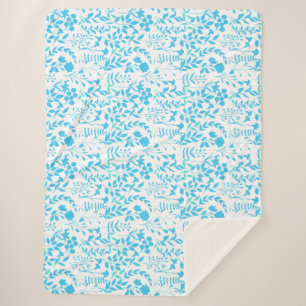 Blauer Blumenmuster.ST01 No BG Sherpadecke
