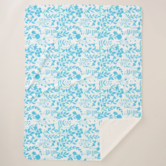Blauer Blumenmuster.ST01 No BG Sherpadecke (Vorderseite)