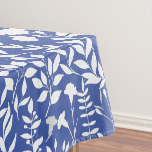 Blauer Blumenmuster ST02x4 Weiß L Blau BG Tischdecke