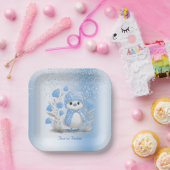 Blauer Blumenpapier für Wasserfarbenduck Pappteller (Party)