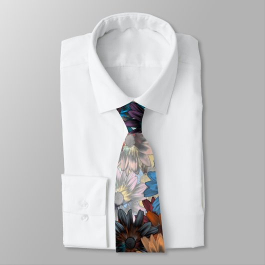 Blauer Blumenpatten Krawatte (Gebunden)