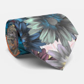 Blauer Blumenpatten Krawatte (Gerollt)