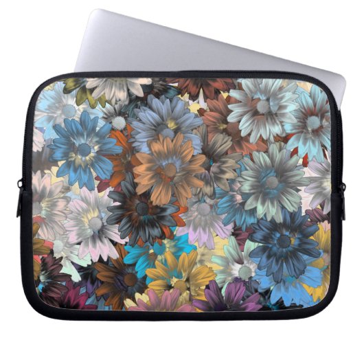 Blauer Blumenpflaster Laptopschutzhülle (Vorderseite)