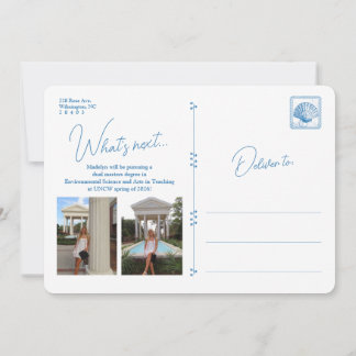 Blauer Blumenrahmen Küsten-Abschlussankündigung Einladung