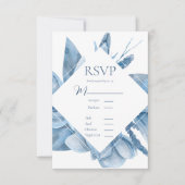 Blauer Blumenrahmen RSVP Karte (Vorderseite)
