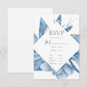 Blauer Blumenrahmen RSVP Karte (Vorne/Hinten)