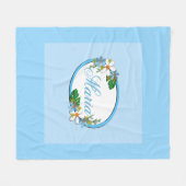 Blauer Blumenrahmen rund Kinder Frühjahr niedliche Fleecedecke (Vorderseite (Horizontal))